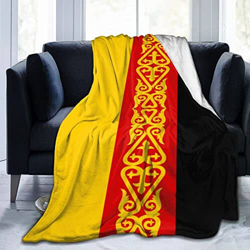 Flag of Germans in Kazakhstan Throw Blanket 50