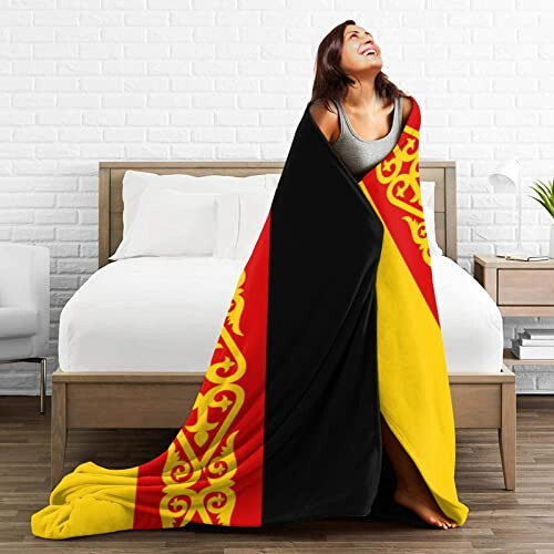 Flag of Germans in Kazakhstan Throw Blanket 50