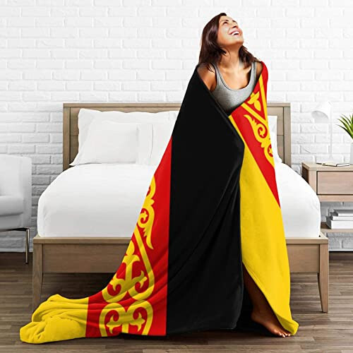 Flag of Germans in Kazakhstan Throw Blanket for Couch 40”x30” Bed Sofa Super Soft Cozy Blanket Flannel Blankets & Throws - 6