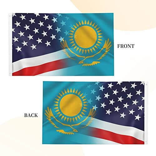 Flag Of Kazakhstan And USA Flag 3x5 Ft Double Sided Vivid Color and UV Fade Resistant Flags for Outdoor House Room - 5