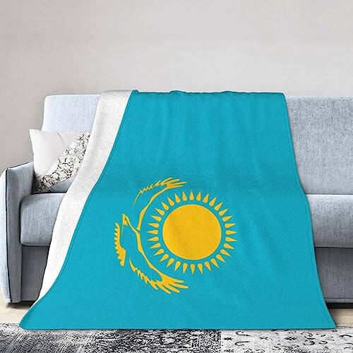 Flag of Kazakhstan Blanket Sofa Bedding Ultra-Soft Micro Fleece Blanket 40