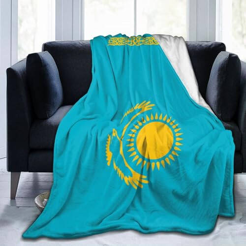 Flag of Kazakhstan Blanket Sofa Bedding Ultra-Soft Micro Fleece Blanket 40