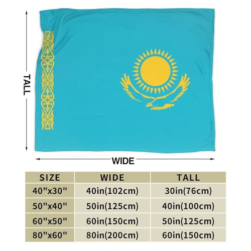 Flag of Kazakhstan Blanket Sofa Bedding Ultra-Soft Micro Fleece Blanket 40