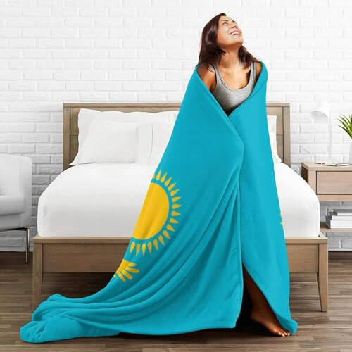 Flag of Kazakhstan Blanket Sofa Bedding Ultra-Soft Micro Fleece Blanket 40