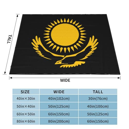 Flag of Kazakhstan Blankets Super Soft Cozy Warm Flannel Blanket for Sofa Bed Travel Office 80