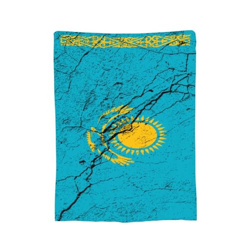 Flag of Kazakhstan Texture Effect Throw Blanket 40