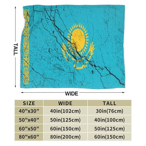 Flag of Kazakhstan Texture Effect Throw Blanket 40