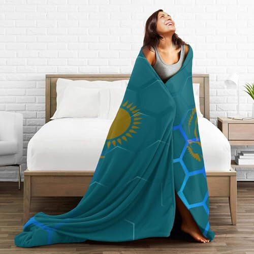 Flag of Kazakhstan Throw Blanket 40