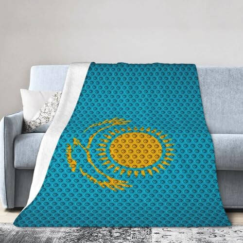 Flag of Kazakhstan Throw Blanket for Couch 40