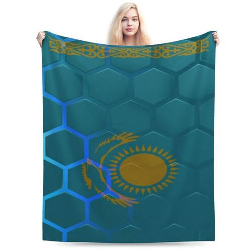 Flag of Kazakhstan Throw Blanket for Couch 40