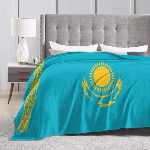 Flag of Kazakhstan Throw Blanket for Couch 40