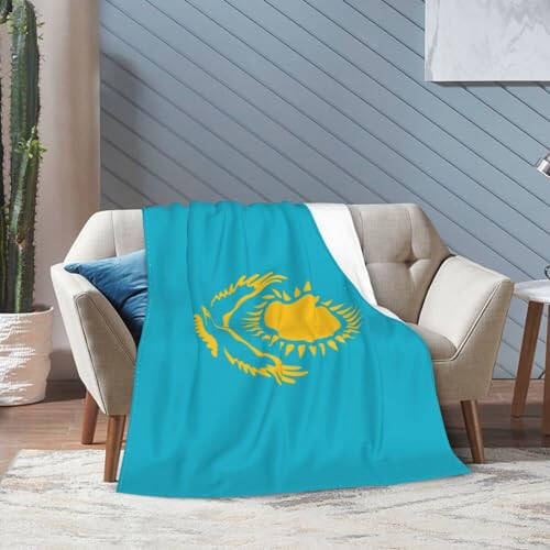 Flag of Kazakhstan Throw Blanket for Couch 40