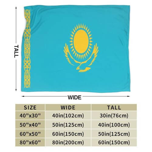 Flag of Kazakhstan Throw Blanket for Couch 40