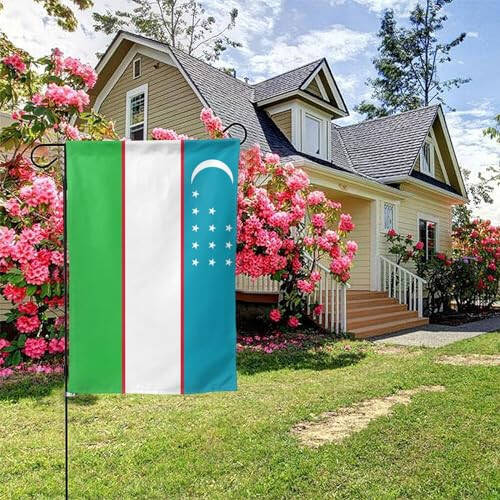 Flag of Uzbekistan Garden Flags for Outside 12.5