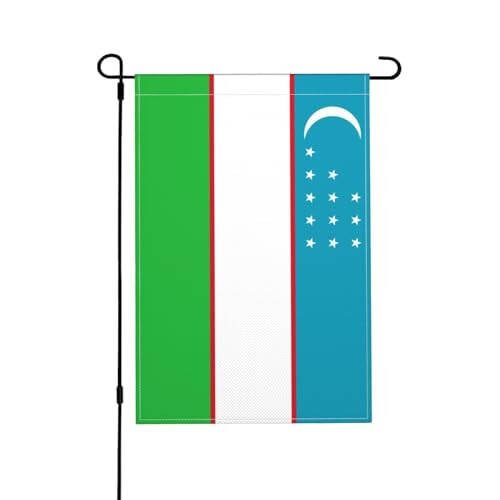 Flag of Uzbekistan Garden Flags for Outside 12x18 Inch Double Sided Welcome Spring Summer Garden Flag Durable Patio Lawn Seasonal Decor Flag - 1