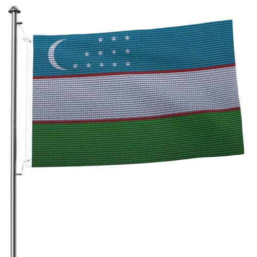 Flag Of Uzbekistan Knitting Effect Flags 2x3 Outdoor Banner Vivid Colors Double Sided Flag Polyester Flags For Outside Patio Lawn Decor Flags - 1