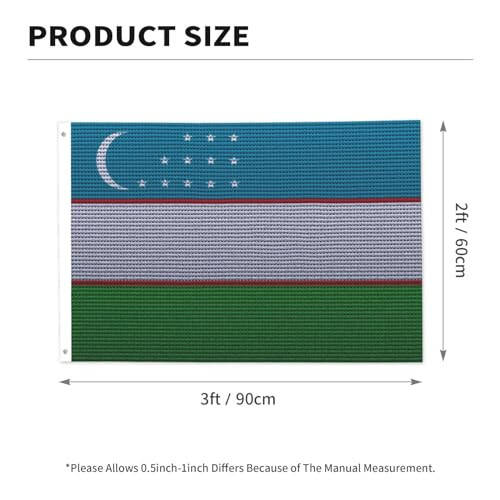 Flag Of Uzbekistan Knitting Effect Flags 2x3 Outdoor Banner Vivid Colors Double Sided Flag Polyester Flags For Outside Patio Lawn Decor Flags - 6