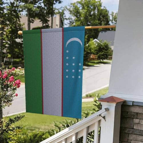 Flag Of Uzbekistan Knitting Effect Garden Flags for Outside 12.5