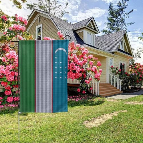 Flag Of Uzbekistan Knitting Effect Garden Flags for Outside 12.5