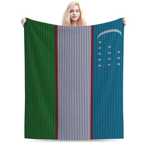 Flag of Uzbekistan Knitting Effect Throw Blanket 40