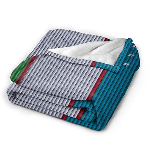 Flag of Uzbekistan Knitting Effect Throw Blanket 40