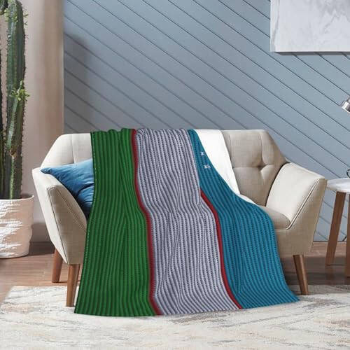 Flag of Uzbekistan Knitting Effect Throw Blanket 60