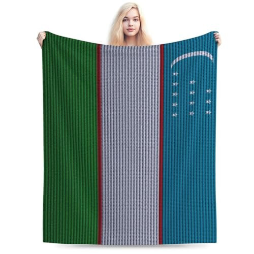 Flag of Uzbekistan Knitting Effect Throw Blanket 60