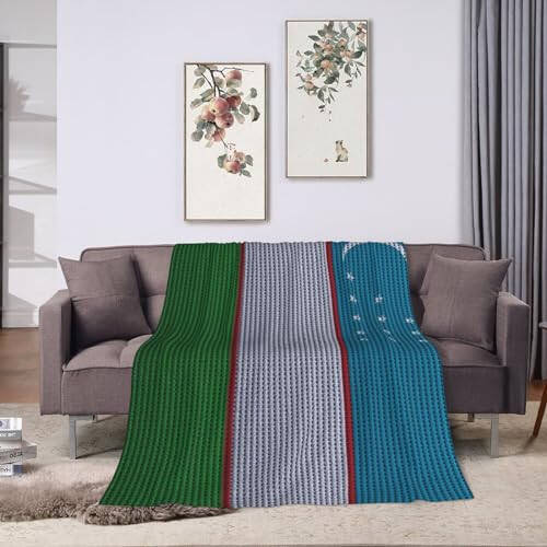 Flag of Uzbekistan Knitting Effect Throw Blanket for Couch 50