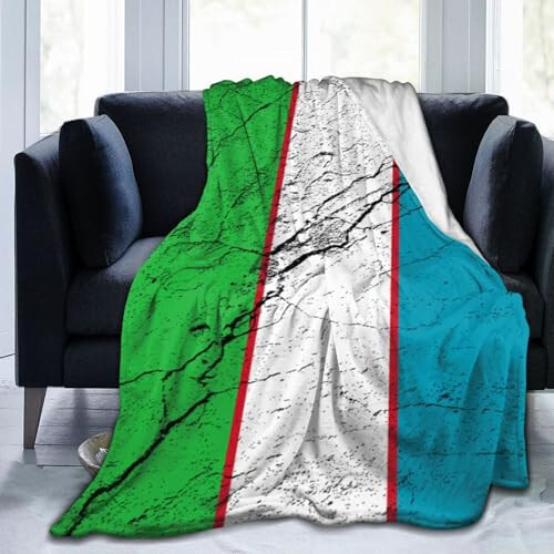 Flag of Uzbekistan Texture Effect Throw Blanket 50