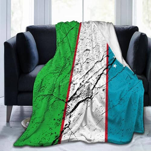 Flag of Uzbekistan Texture Effect Throw Blanket for Couch Bed Sofa Soft Comfortable Blanket 80