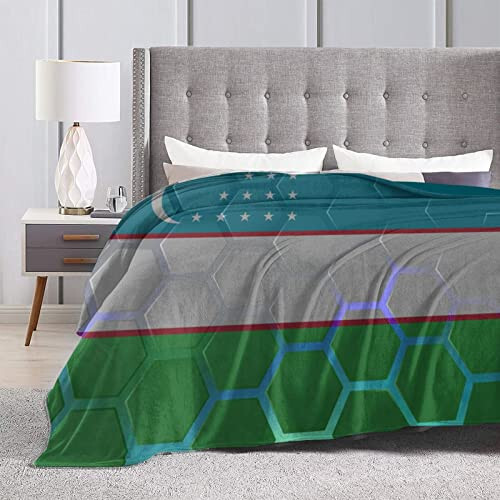 Flag of Uzbekistan Throw Blanket 40