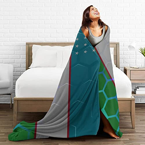 Flag of Uzbekistan Throw Blanket 40