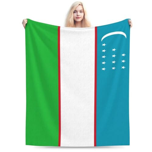 Flag of Uzbekistan Throw Blanket 60