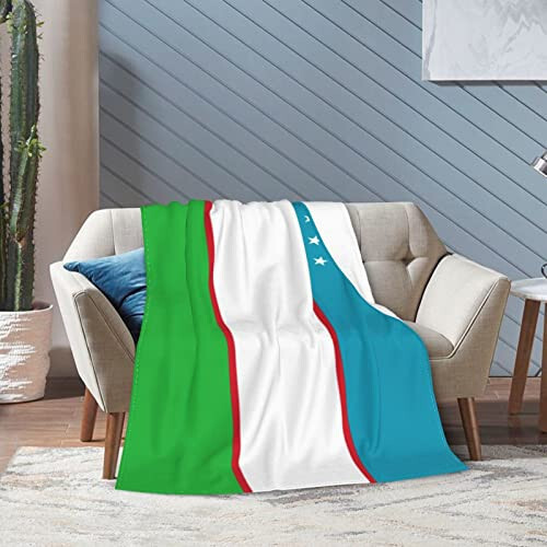 Flag of Uzbekistan Throw Blanket 60