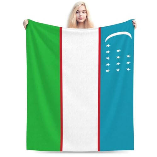 Flag of Uzbekistan Throw Blanket 80