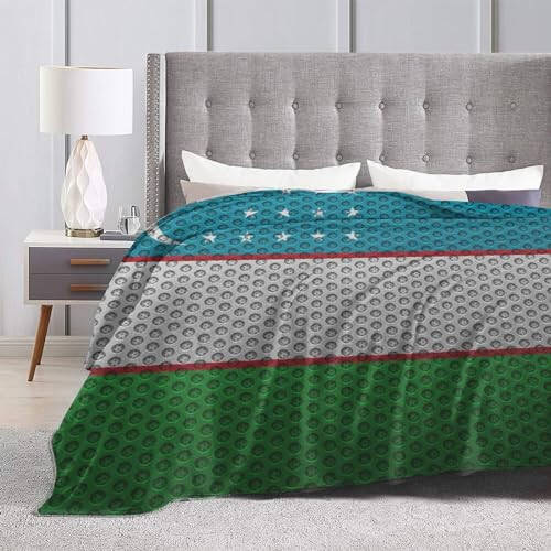 Flag of Uzbekistan Throw Blanket for Couch Bed Sofa Soft Comfortable Blanket 50