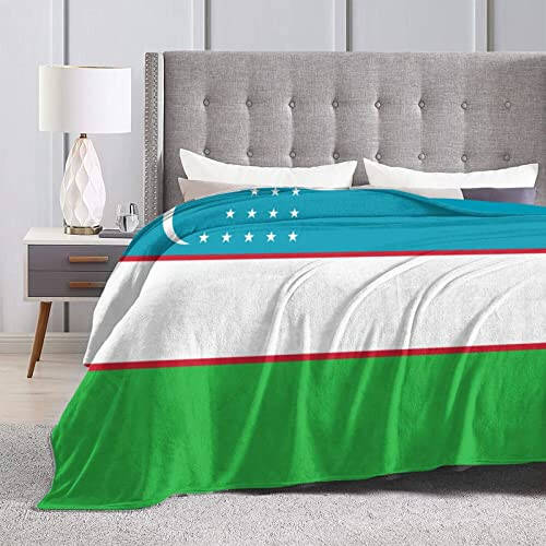 Flag of Uzbekistan Throw Blanket for Couch Bed Sofa Super Soft Cozy Throw Blanket 60