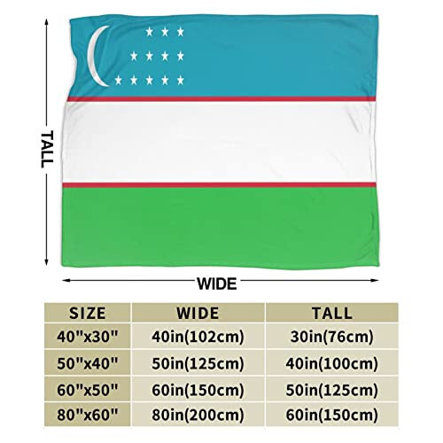 Flag of Uzbekistan Throw Blanket for Couch Bed Sofa Super Soft Cozy Throw Blanket 60