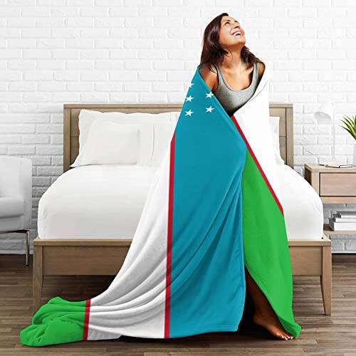 Flag of Uzbekistan Throw Blanket for Couch Bed Sofa Super Soft Cozy Throw Blanket 60