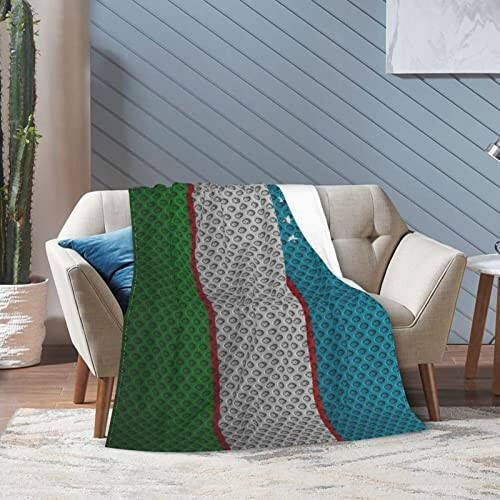 Flag of Uzbekistan Throw Blanket for Couch Bed Sofa Super Soft Cozy Throw Blanket 80