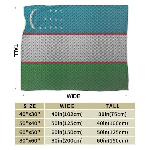 Flag of Uzbekistan Throw Blanket for Couch Bed Sofa Super Soft Cozy Throw Blanket 80