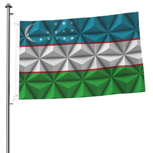 Flag of Uzbekistan With Polygon Effect Flags 2x3 Outdoor Banner Vivid Colors Double Sided Flag Polyester Flags For Outside Patio Lawn Decor Flags - 1