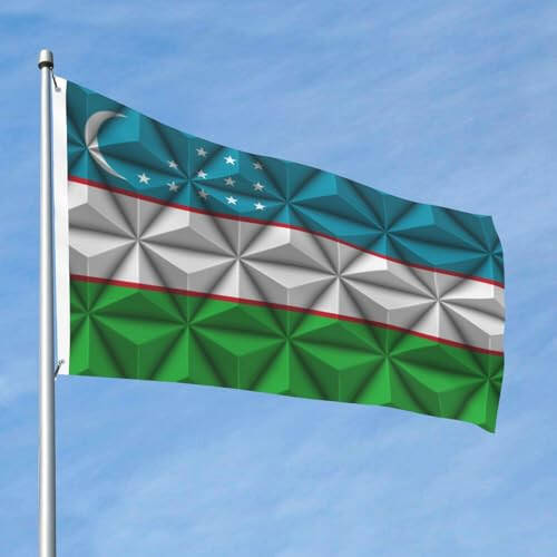 Flag of Uzbekistan With Polygon Effect Flags 2x3 Outdoor Banner Vivid Colors Double Sided Flag Polyester Flags For Outside Patio Lawn Decor Flags - 5