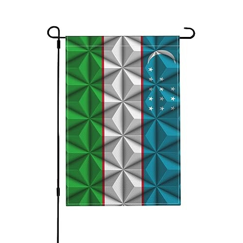 Flag of Uzbekistan With Polygon Effect Garden Flags For Outside 12x18 Inch Double Sided Garden Flag Home Lawn Decor Flag Holiday Seasonal Welcome Flags - 1