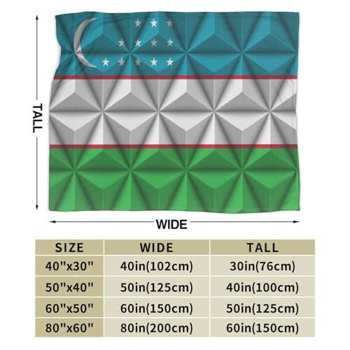 Flag of Uzbekistan with Polygon Effect Throw Blanket for Couch 40