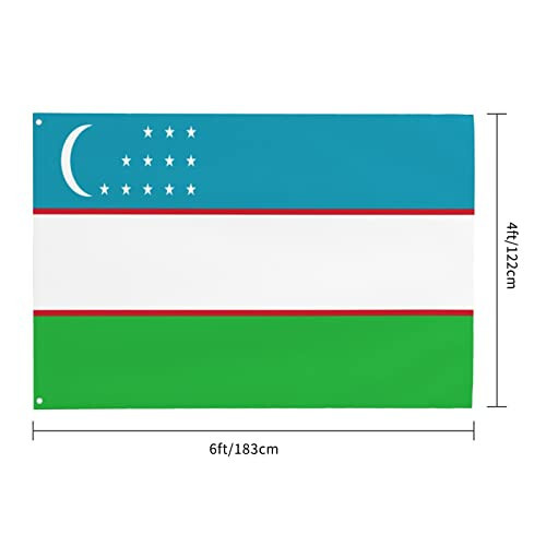 Флаг Узбекистана усиленный 4x6 футов прочный наружный баннер Флаг приветствия на домашнюю вечеринку Флаг для украшения патио - 3