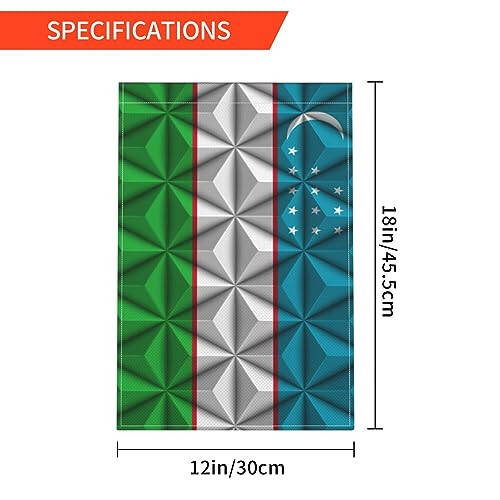 Флаги для сада с эффектом полигона с флагом Узбекистана для улицы 12x18 дюймов Двухсторонний флаг для сада Декоративный флаг для дома на газоне Праздничный сезонный приветственный флаг - 6