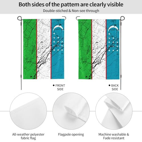 Флаги для сада с эффектом текстуры флага Узбекистана для улицы 12,5