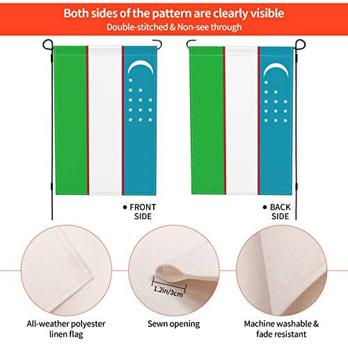 Флаги Узбекистана для сада на открытом воздухе 12x18 дюймов Двухсторонний флаг для сада Декоративный флаг для дома Газон Праздничный сезонный флаг приветствия - 7