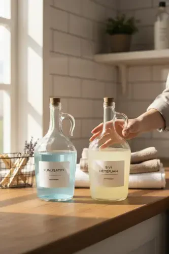 Флакон для смягчителя и жидкого моющего средства с декоративной крышкой-грибом, 1500 мл (1,5 литра) - 1